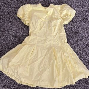 Maeve Pale Yellow Puff Sleeve Fit-and-Flare Dress